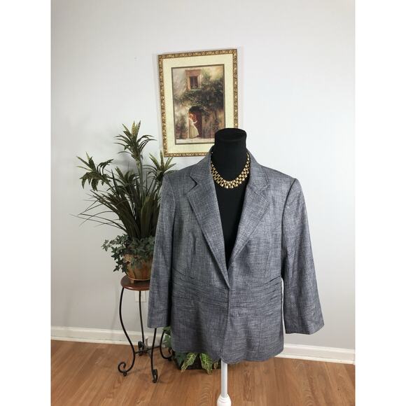 The Limited Women Jacket 14 3/4 Sleeve Lapel Notch Blazer Gray Clueless Preppy - Picture 1 of 11